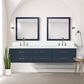 Lexora Home Castor 84" Double Bathroom Vanity in Blue with 2 cm White Quartz Top and Rectangular Sinks, , large