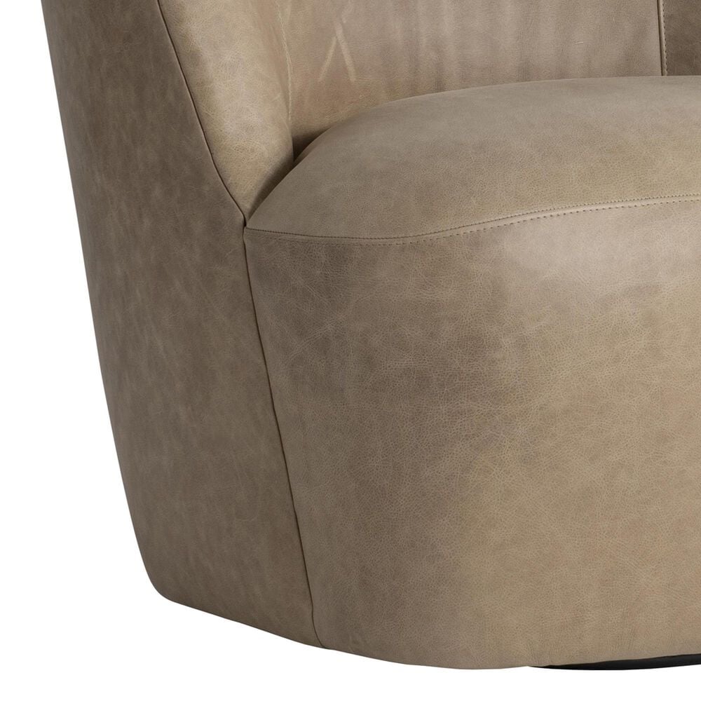 Bernhardt Tilly Leather Swivel Chair in Gray, , large