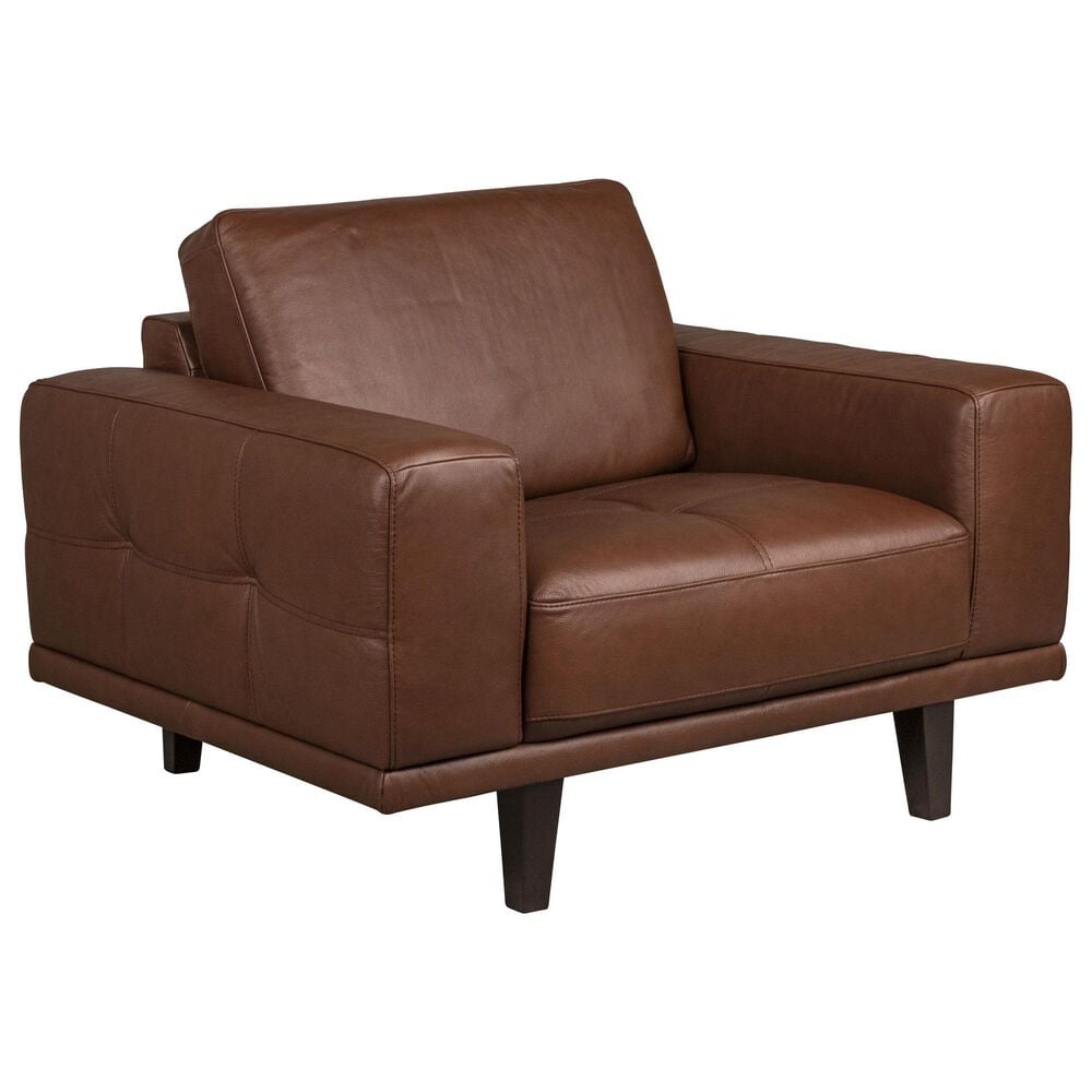 Natuzzi Editions Seville Leather Chair in Pasedena Brown, , large