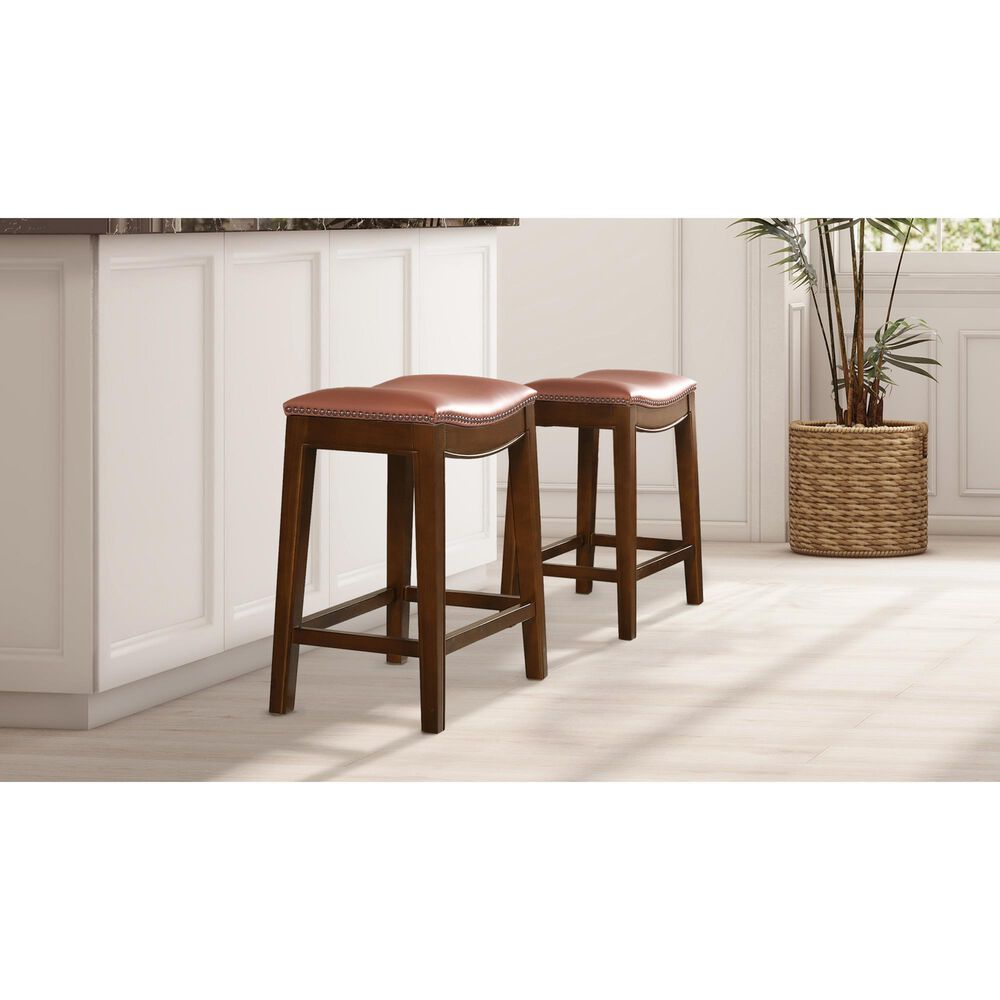 Jennifer Taylor Home Barlow 24.5" Backless Saddle Counter Stool in Bourbon Brown, , large