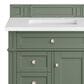 James Martin Vanities Brittany 30" Single Bathroom Vanity in Smokey Celadon with 3 cm White Zeus Quartz Top and Rectangular Sink, , large
