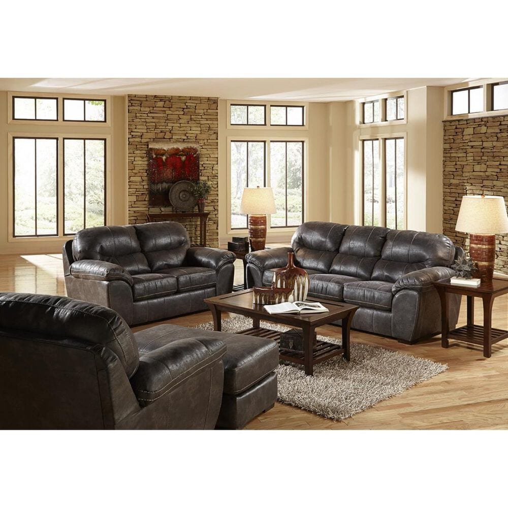 Hartsfield Grant Bonded Leather Sofa and Loveseat in Steel Nebraska  Furniture Mart