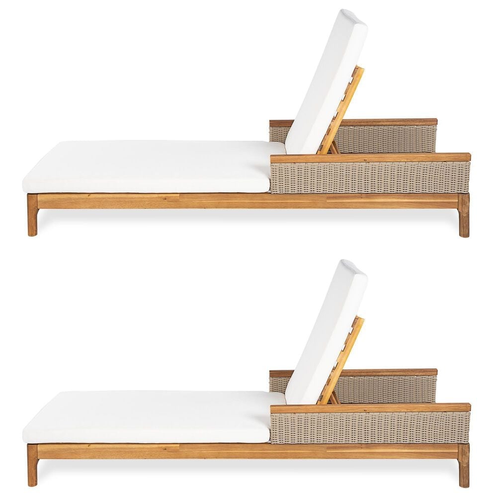 Hearth and Haven Outdoor Chaise Lounge in Beige (Set of 2), , large