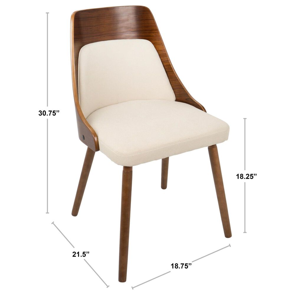 LumiSource Anabelle Side Chair with Cream Cushion in Walnut (Set of 2), , large
