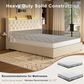 HOMLUX Queen Upholstered Platform Storage Bed in Beige, , large