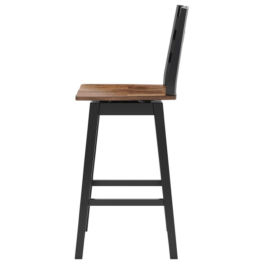 Ashley Wildenauer Swivel Bar Stool in Brown and Satin Black, , large