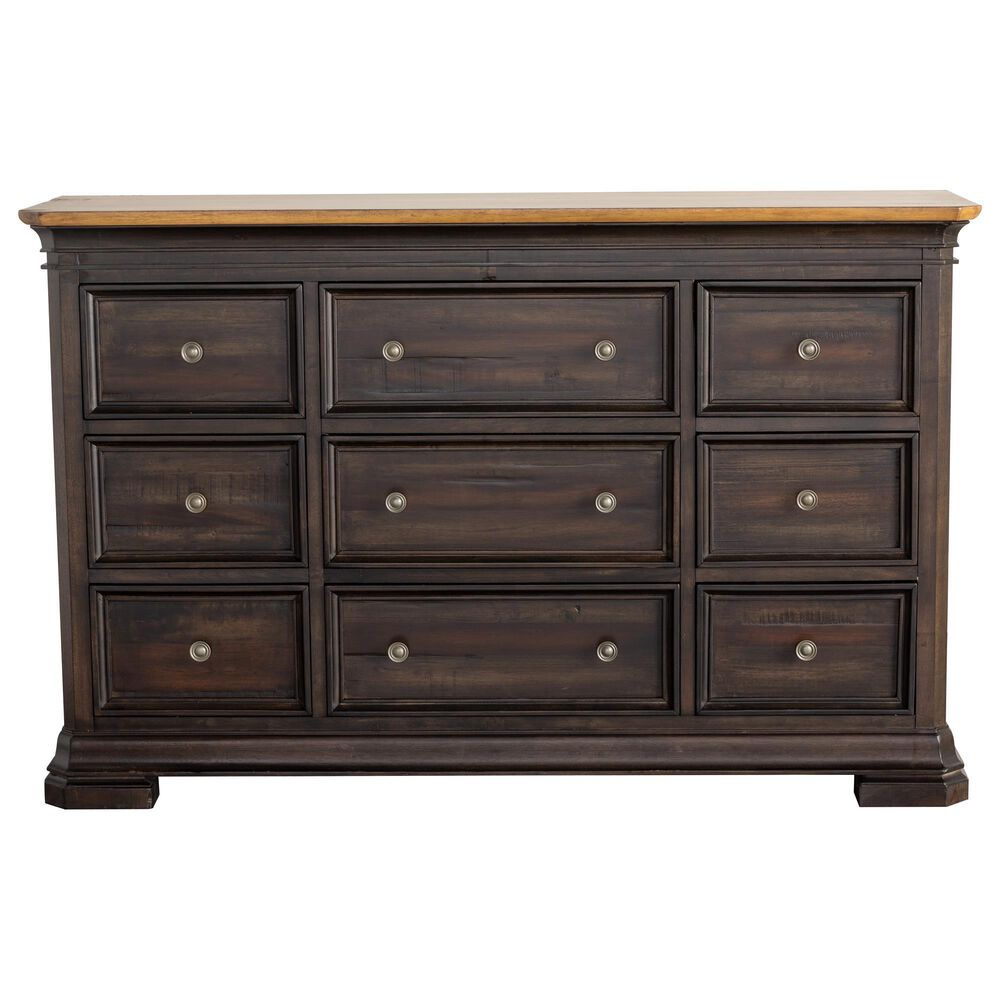 Napa Furniture Design Grand Louie 9 Drawer Dresser in Ebony and Wheat, , large