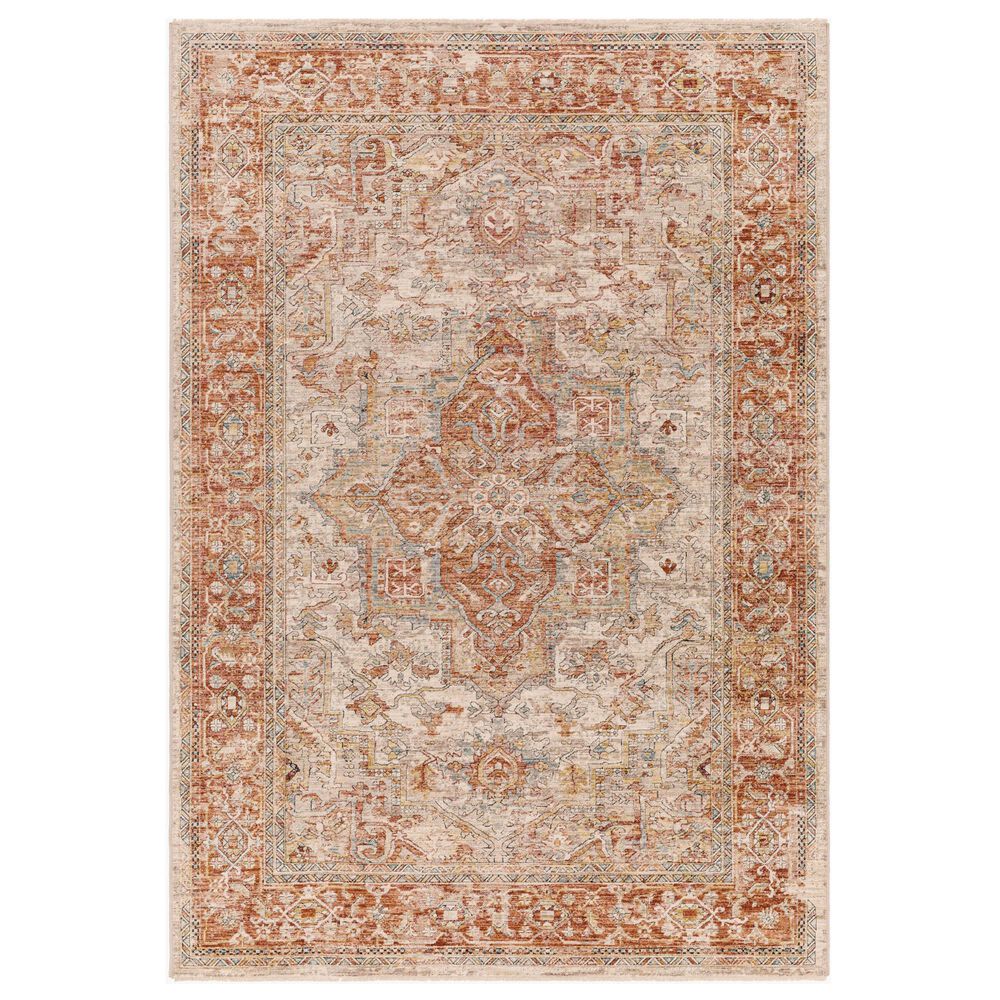 Surya Aspendos APS-2320 9" x 12"2" Rust, Teal, Mustard, Black, Medium Gray, Charcoal and Light Beige Area Rug, , large