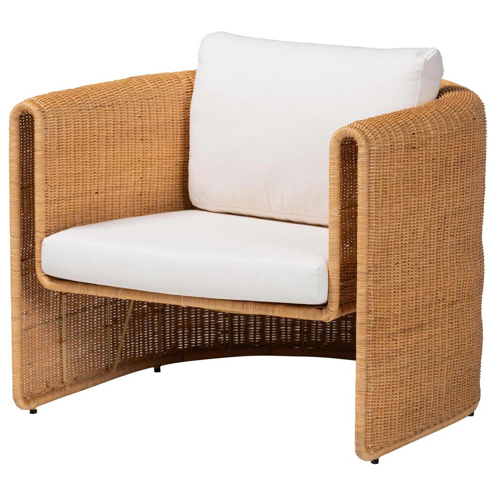 Baxton Studio Carina Rattan Arm Chair in Neutral, , large