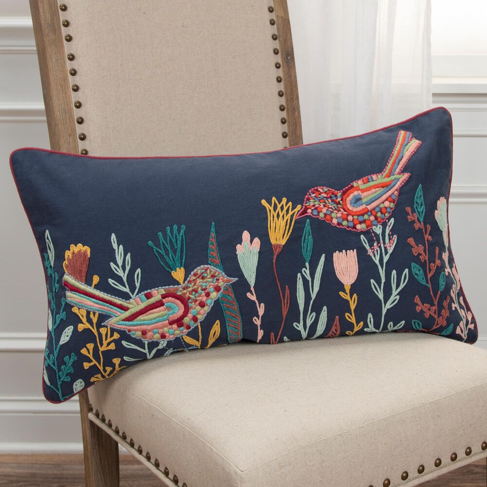 Rizzy Home Floral 14" x 26" Pillow Cover in Black, , large