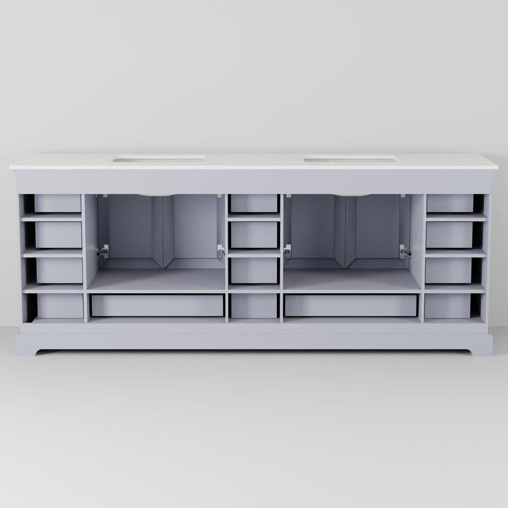 Lexora Home Dukes 84" Double Bathroom Vanity in Dark grey with 2 cm White Quartz Top and Rectangular Sinks, , large