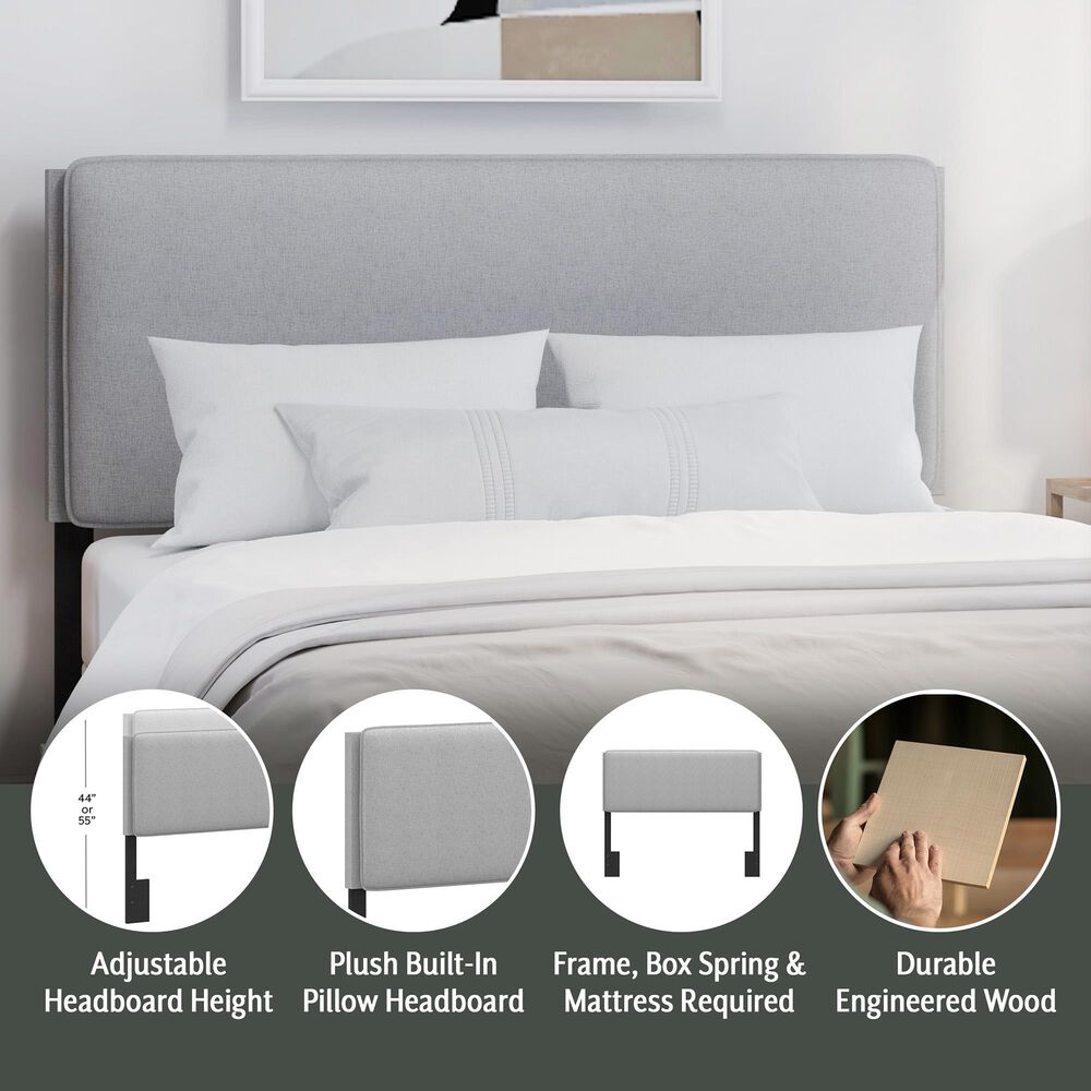 The Monday Company Emslie Upholstered Full Queen Headboard in Gray, , large