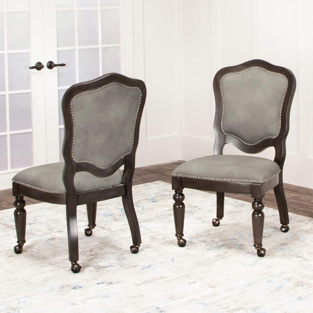 SUNSET Vegas 5-Piece Round Game Table Set in Smoke Gray, , large