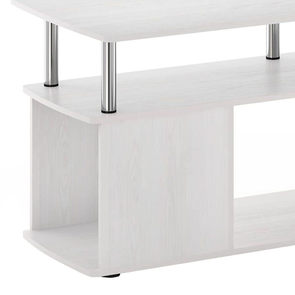 HOMLUX 47.2" Utility Design TV Stand with Open Storage Bookshelf in White Oak and Stainless Steel, , large