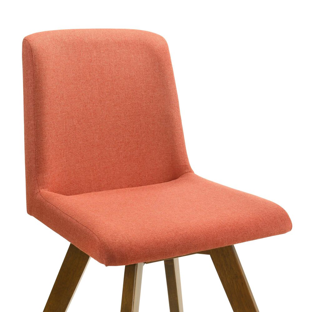 Armen Living Gina Side Chair with Poppy Upholstery in Warm Walnut (Set of 4), , large