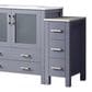 Lexora Home Volez 108" Double Bathroom Vanity in Dark Grey with 2 cm White Ceramic Top, Rectangular Sinks and Side Cabinets, , large