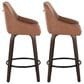LumiSource Hannah Swivel Counter Stool with Camel Faux Leather Upholstery in Walnut and Black (Set of 2), , large