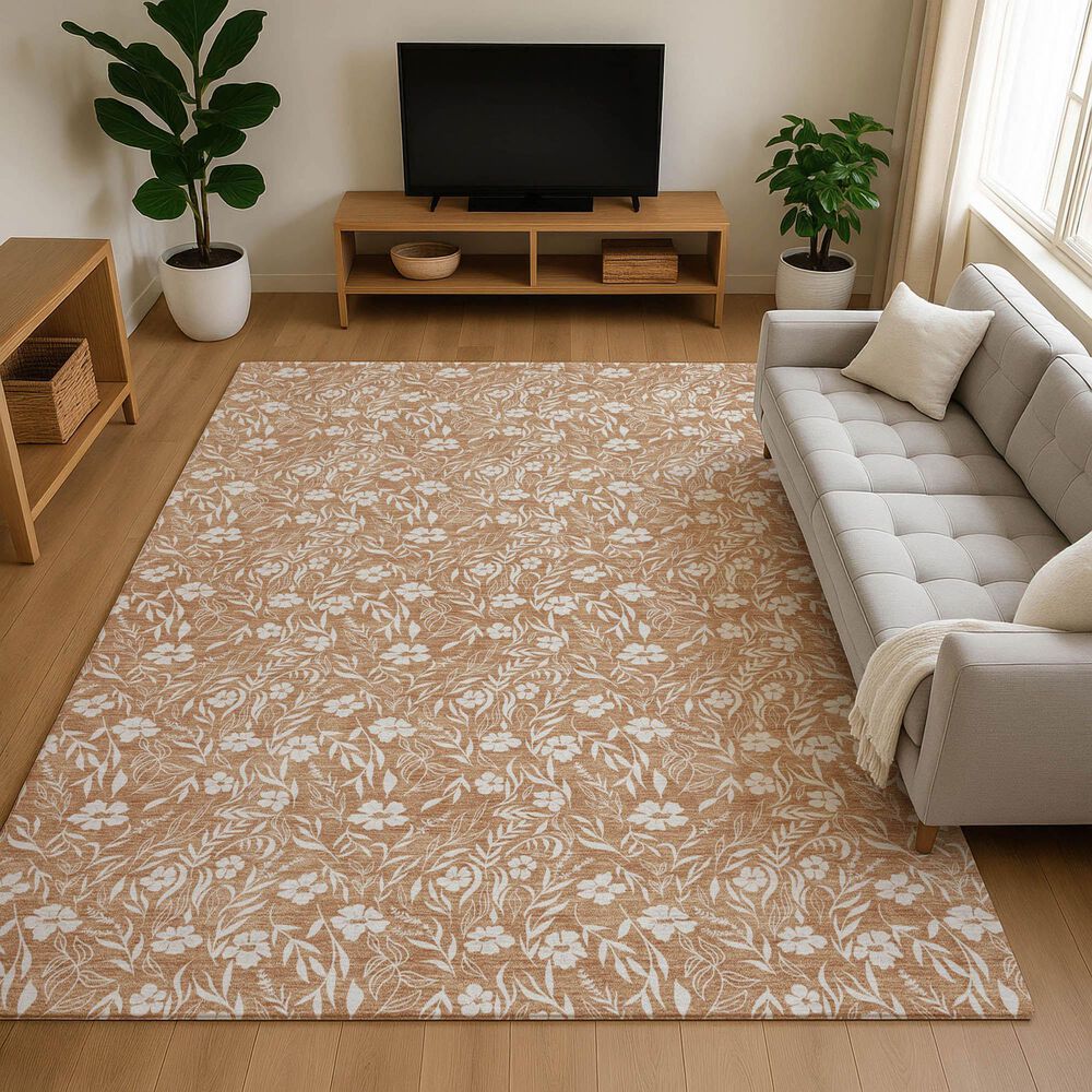 Dalyn Rug Company Soft Essentials Floral Copper 5' x 7'6" Indoor/Outdoor Area Rug, , large