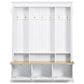 HOMLUX 9-Hook Hall Tree with 3-Cabinet in White and Natural, , large