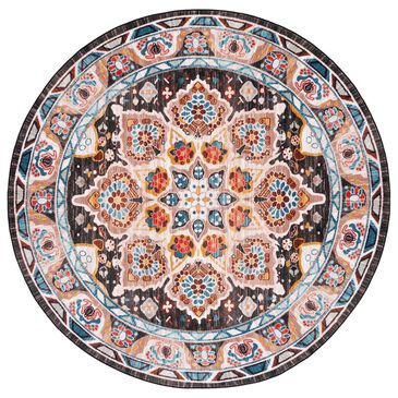Safavieh Riviera 6"7" Round Beige and Charcoal Area Rug, , large