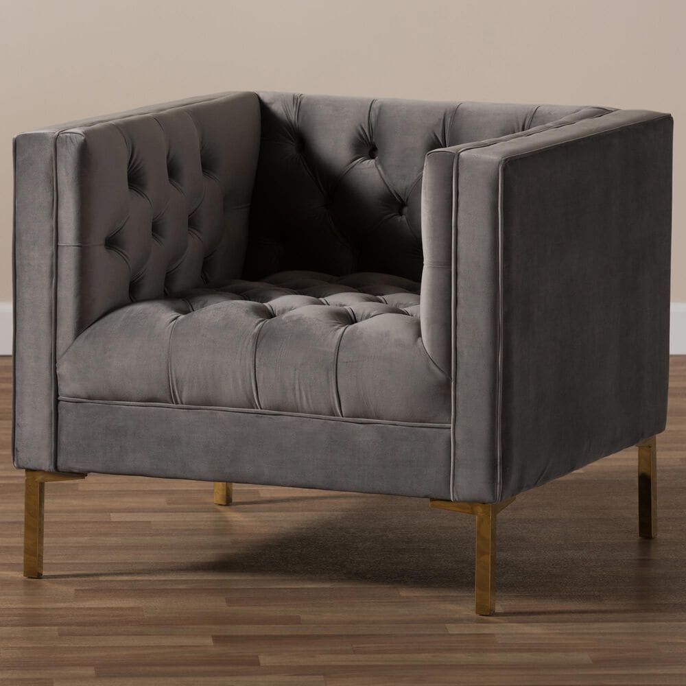 Baxton Studio Zanetta Lounge Chair in Grey, , large