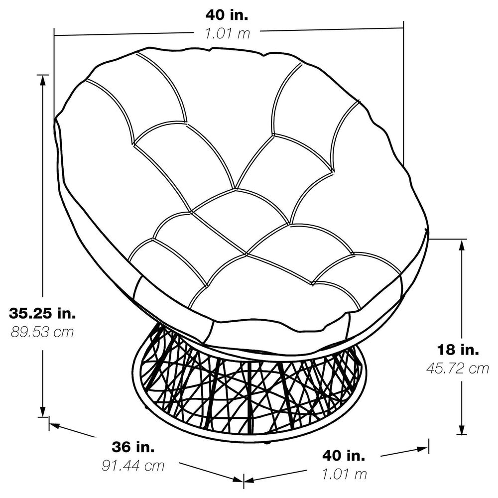 Valor Living Papasan Swivel Chair in Black, , large