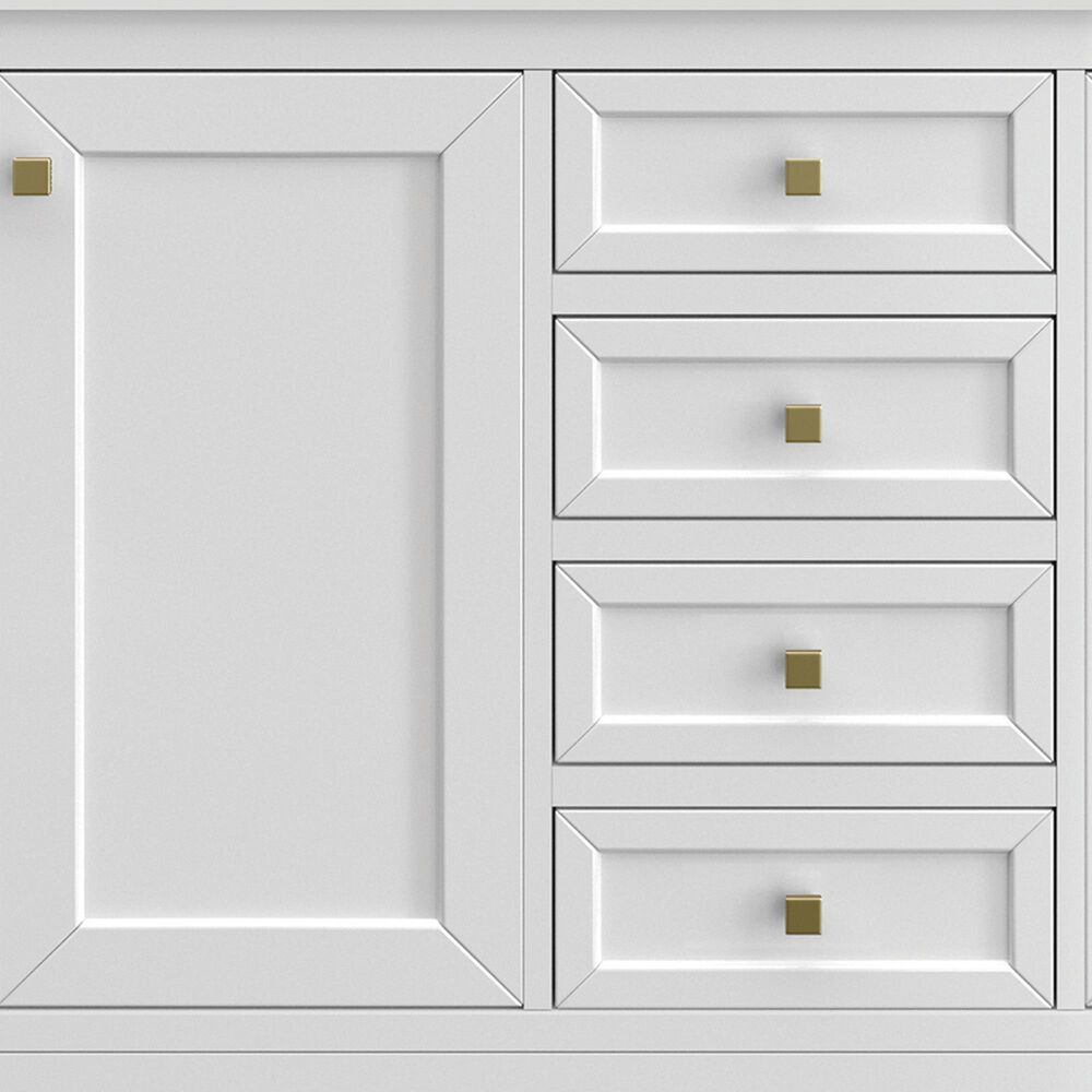 James Martin Vanities Chicago 72&quot; Double Bathroom Vanity in Glossy White with Single Hole 3 cm White Zeus Quartz Top and Rectangular Sinks, , large