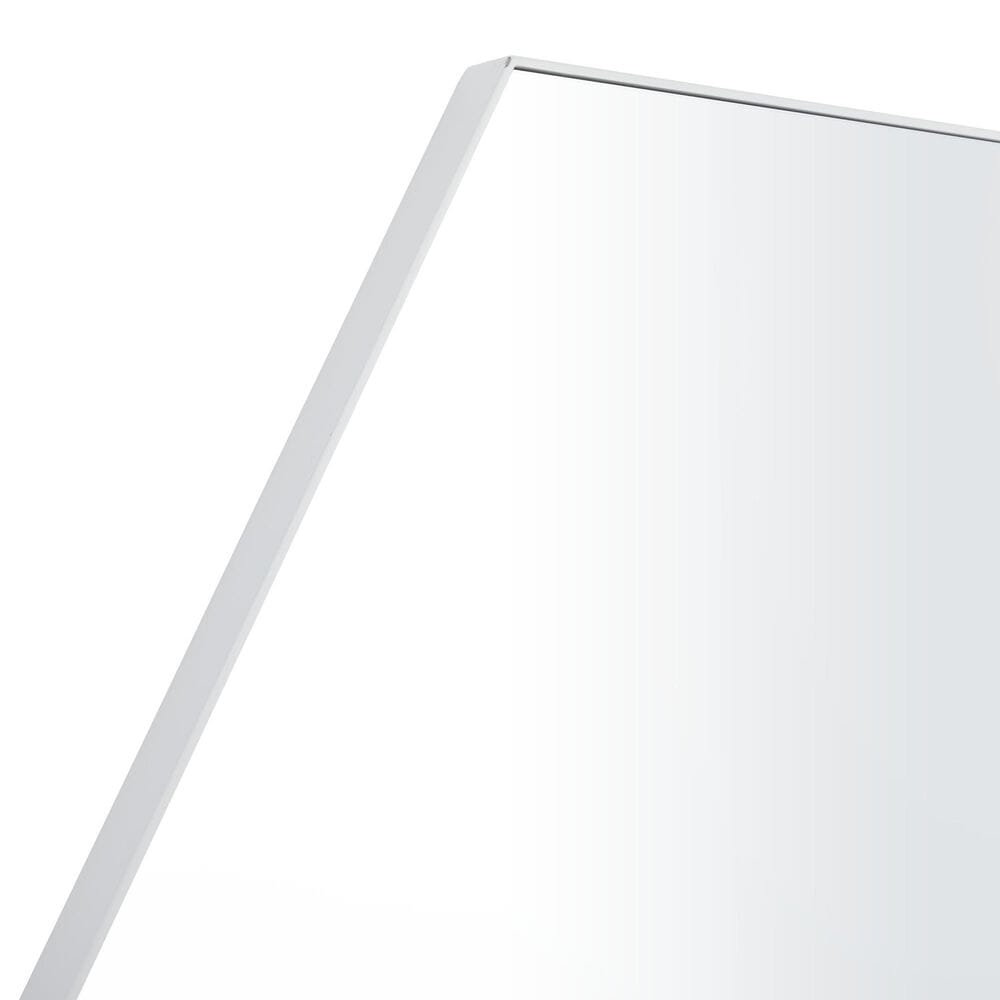 Maple and Jade 40&quot; Hexagon Wood Wall Mirror with Thin Minimalistic Frame in White, , large