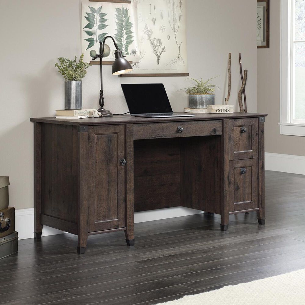Sauder Carson Forge Computer Desk in Coffee Oak, , large