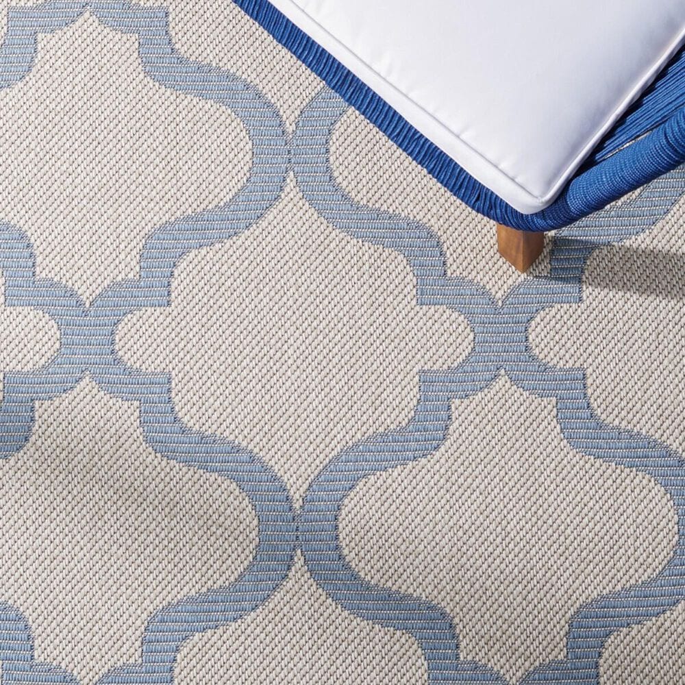 Safavieh Bermuda 6&#39;7&quot; x 9&#39;2&quot; Ivory and Blue Indoor/Outdoor Area Performance Rug, , large