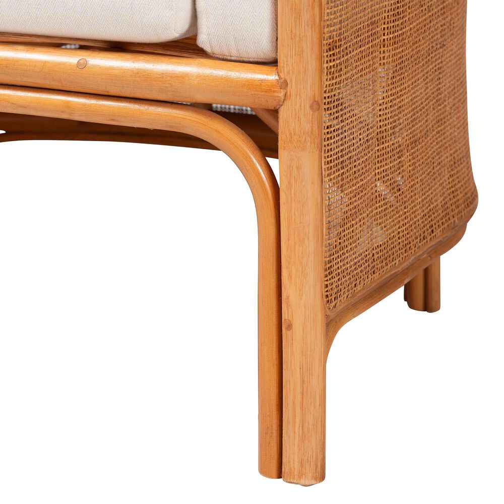 Baxton Studio Bandung Accent Chair with Light Honey Rattan in White, , large