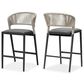 HOMLUX Outdoor Counter Stool with Open-Frame Backrest in Dark Grey (Set of 2), , large