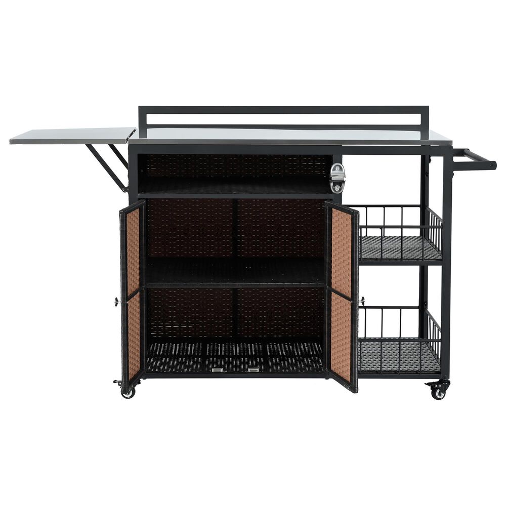 Hearth and Haven Patio Serving Cart in Dark Brown, , large