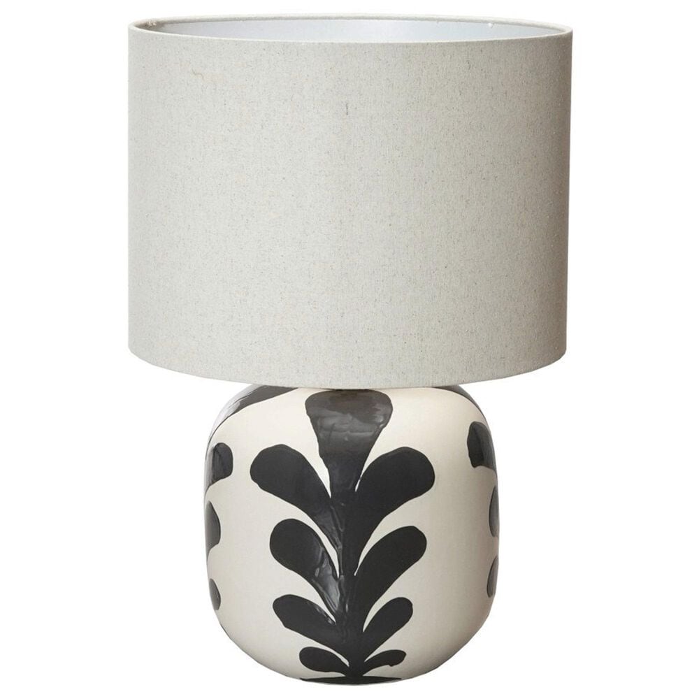 Teak Interiors Collected Notions Stoneware Table Lamp in Black and Cream, , large