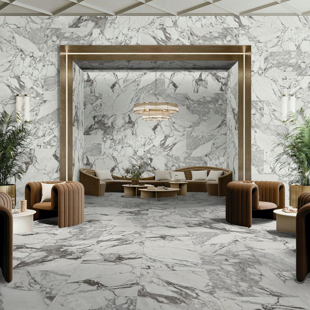 Dal-Tile Marble Attache Lavish Pearl Arabesque 24" x 48" Porcelain Tile, , large