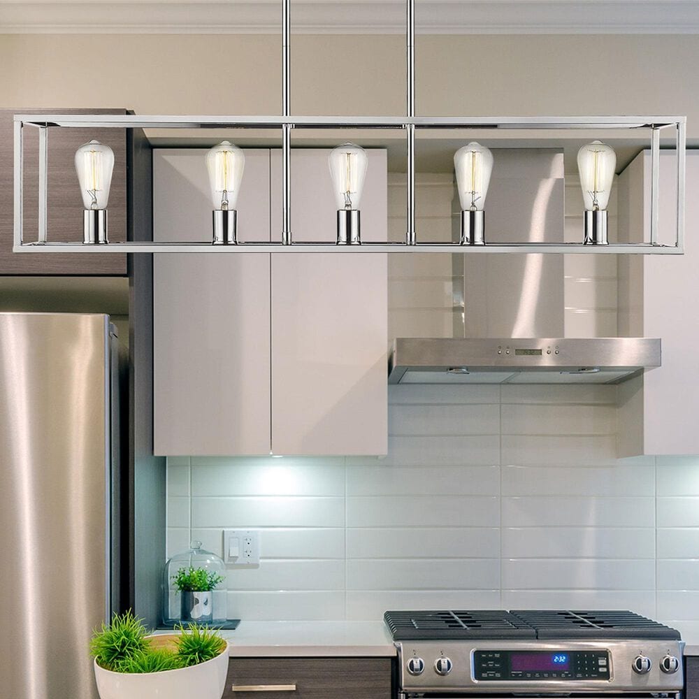 Golden Lighting Wesson 5-Light Linear Pendant in Chrome, , large