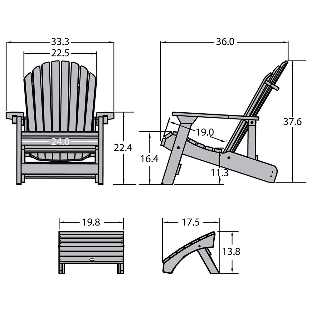 Highwood USA Hamilton Adirondack Chair &amp; Ottoman in Black, , large