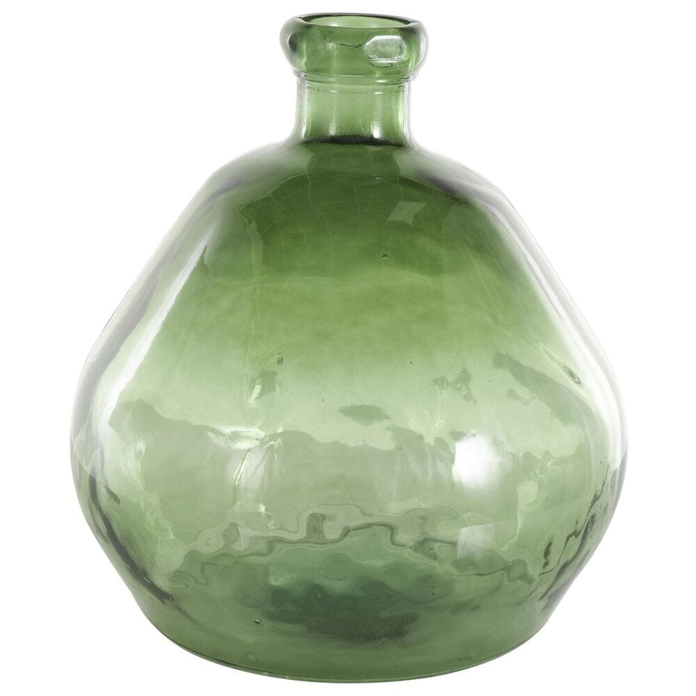 Maple and Jade Wide Spanish Bottle Neck Ombre Decorative Vase in Green, , large