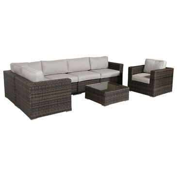 Living Source International 7-Piece Patio Sectional Set with Club Chair in Brown, , large