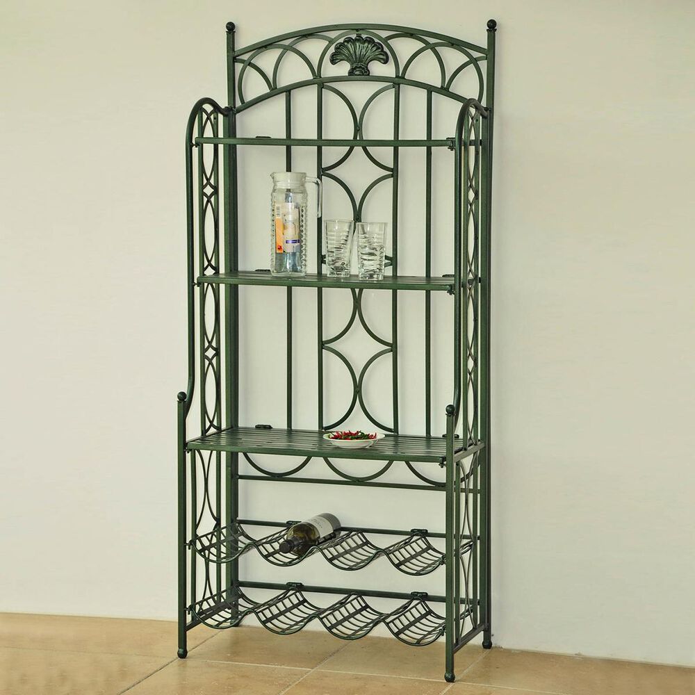 International Caravan Iron 5-Tier Bakers/Wine Rack in Verdi Green, , large
