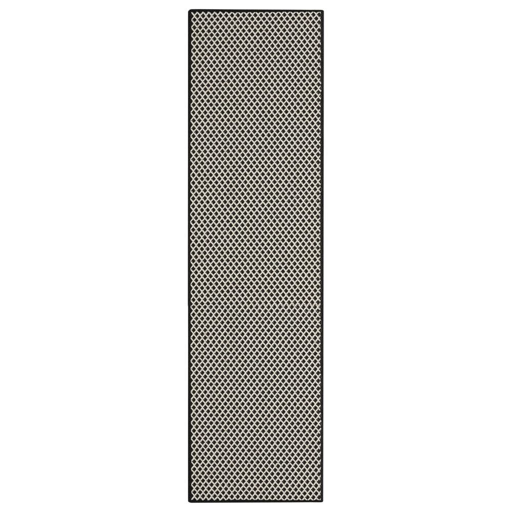 Nourison Courtyard Black and White 2" x 6" Indoor/Outdoor Runner, , large