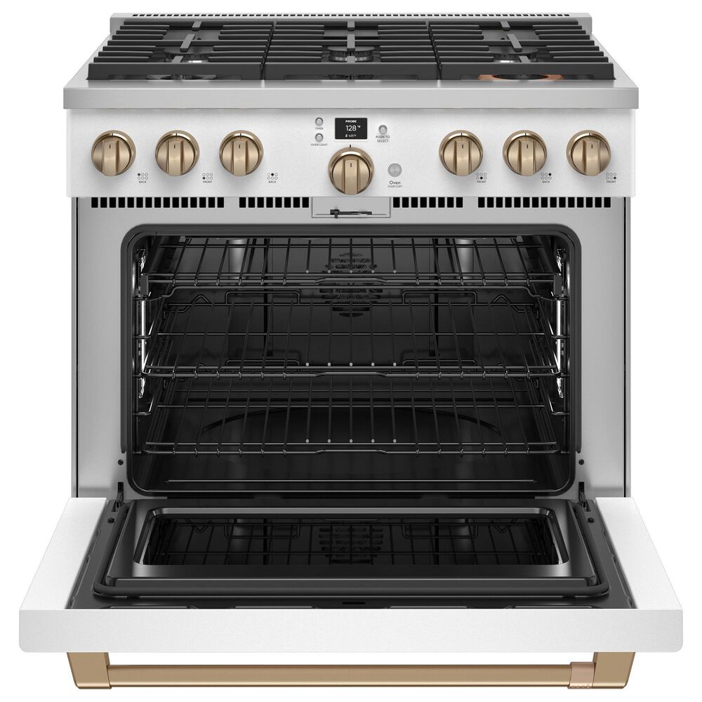 Cafe 5.75 Cu. Ft. Freestanding Dual Fuel Range in Matte White and Brushed Bronze, , large