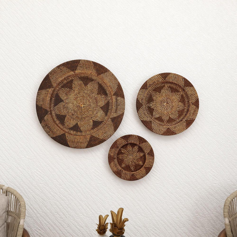 Maple and Jade 28&quot; x 28&quot; Round Wall Decor in Beige and Mocha &#40;Set of 3&#41;, , large
