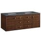 James Martin Vanities Amberly 60" Double Bathroom Vanity in Mid-Century Walnut with 3 cm Parisien Bleu Quartz Top and Rectangular Sinks, , large