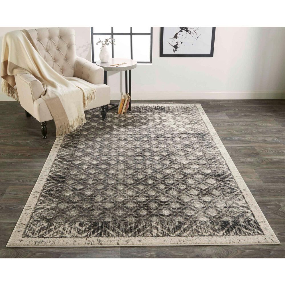 Feizy Kano 6&#39;7&quot; x 9&#39;6&quot; Gray and Charcoal Area Rug, , large