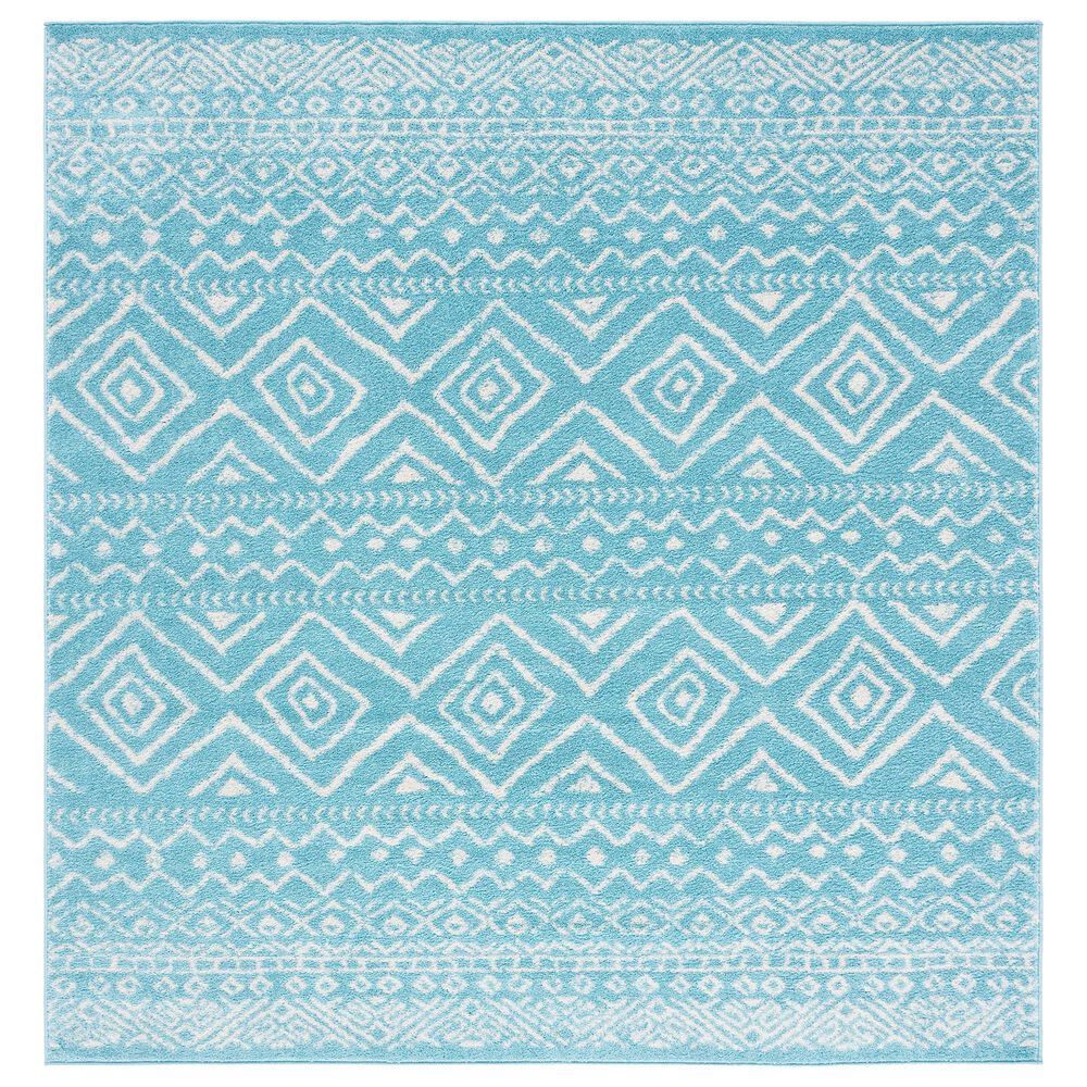 Safavieh Tulum 6"7" Square Turquoise and Ivory Area Rug, , large