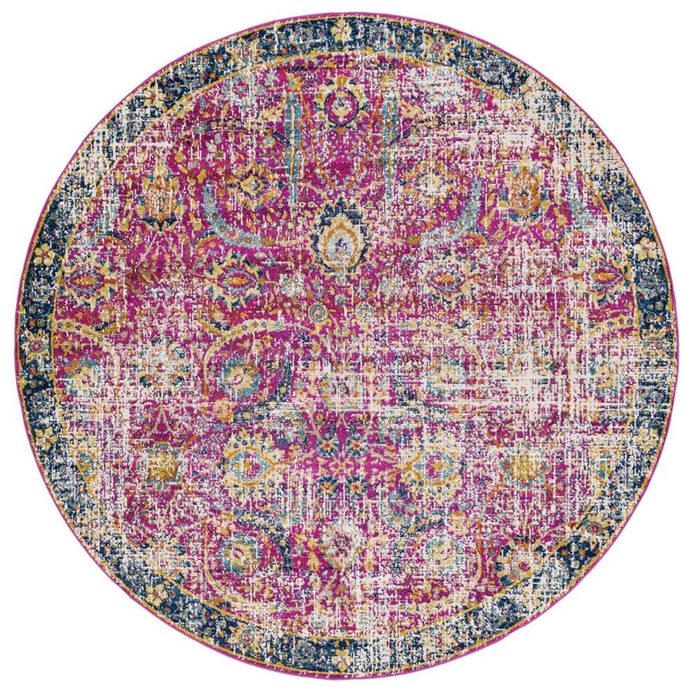 Surya Harput HAP-1013 5"3" Round Garnet, Blue and Teal Area Rug, , large