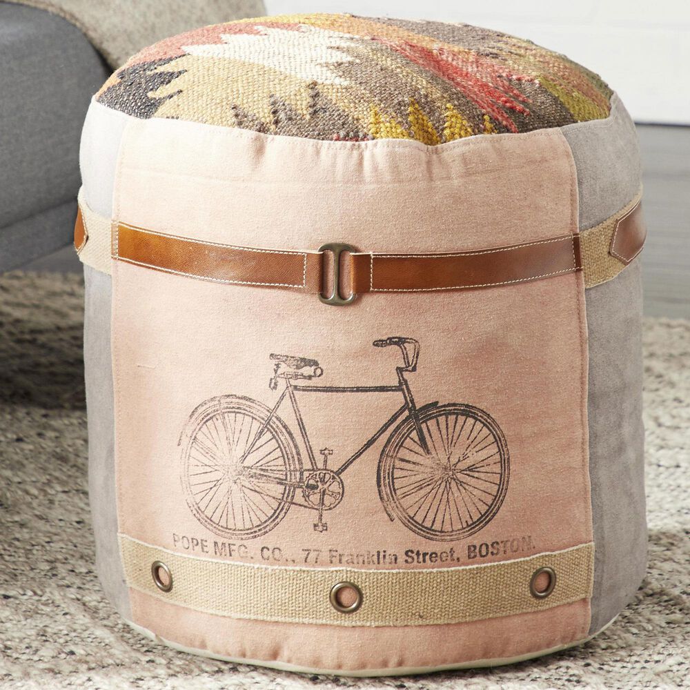 Maple and Jade Bike Stuffed Pouf in Multicolor, , large