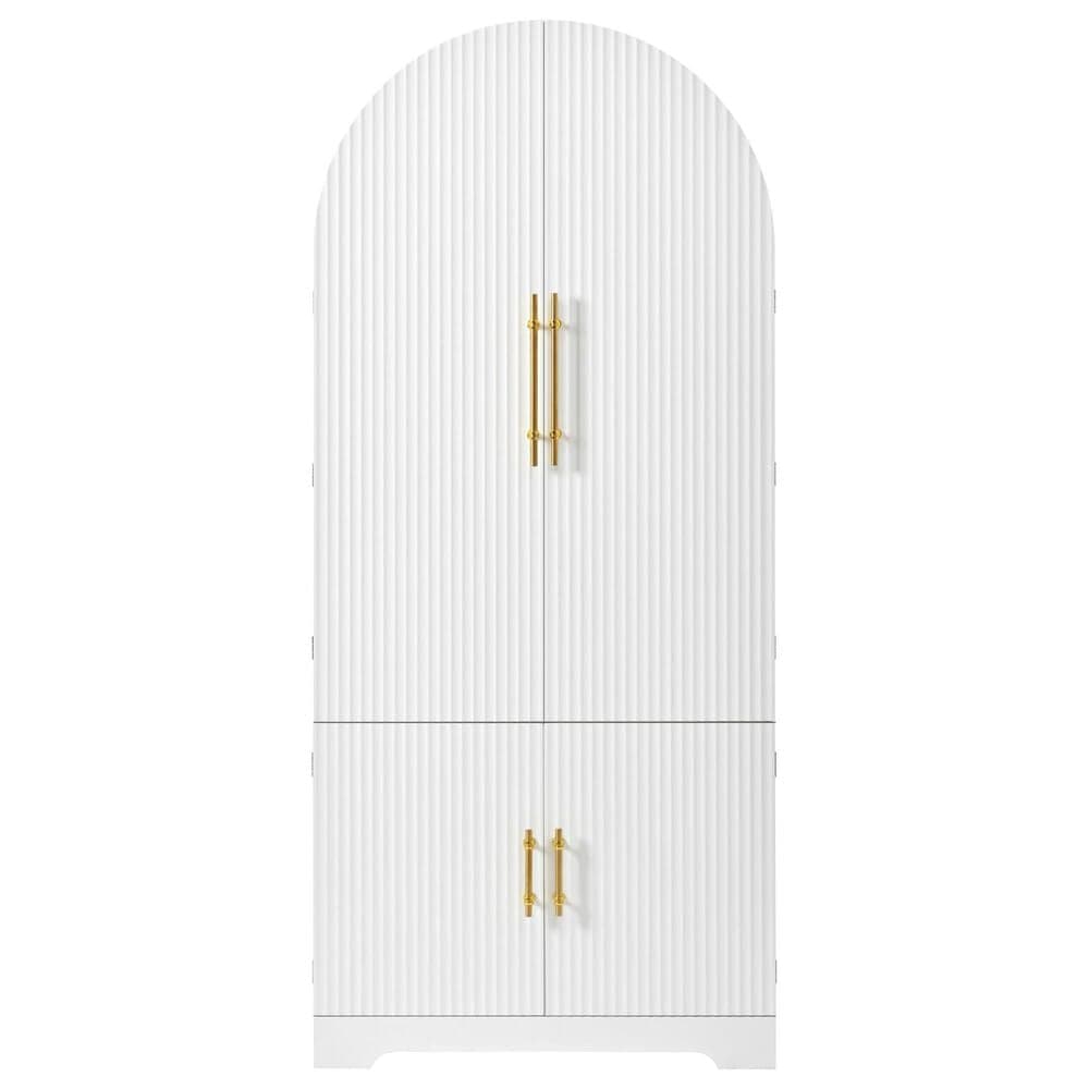 HOMLUX 72" Tall Arched Kitchen Pantry Cabinet in White, , large