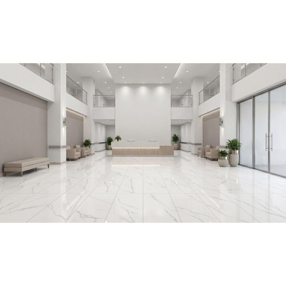 Emser Duchessa Silver 24" x 24" Polished Porcelain Tile, , large